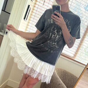Lace White Skirt with Tiered Lace (S)